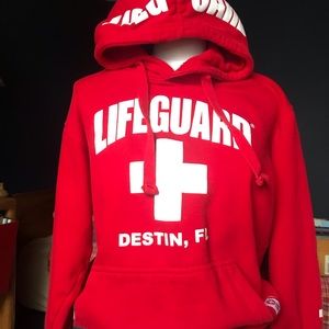 Red lifeguard sweatshirt